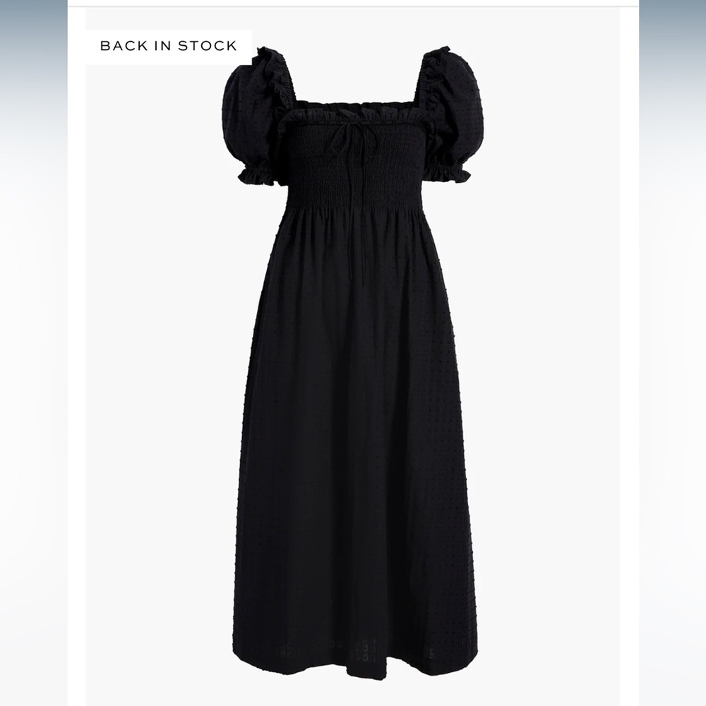 Hill House Home Scarlett Nap Dress in Black Textured Clip Dot, XXS